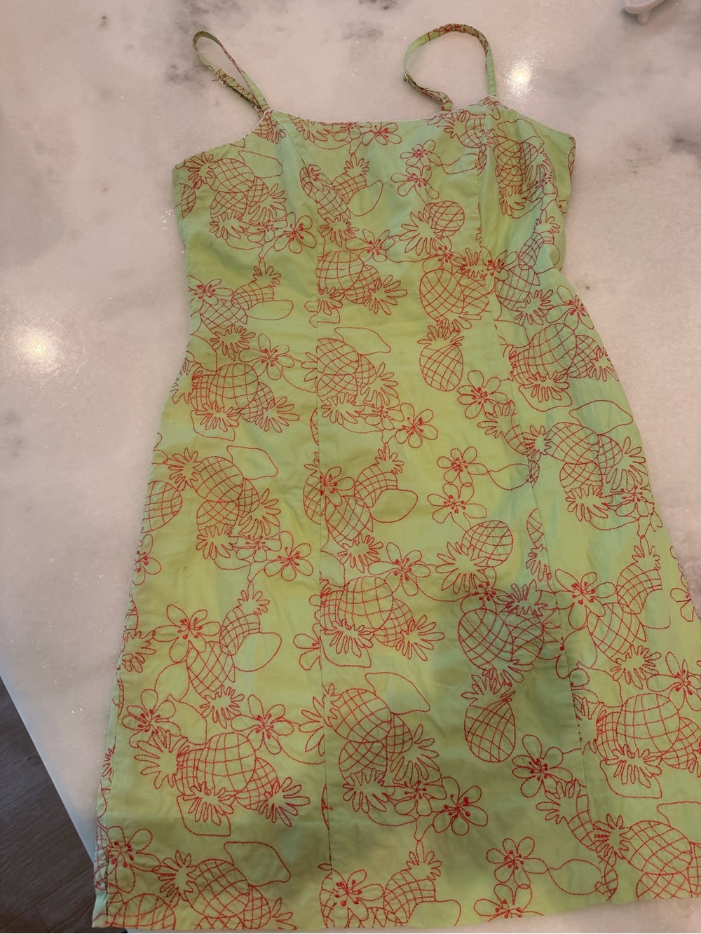 Vintage Lilly Pulitzer Lime Green & Pink Pineapple Print Mini Dress